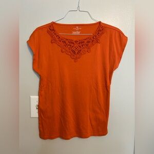 Talbots Women's Vibrant Orange Lace Blouse